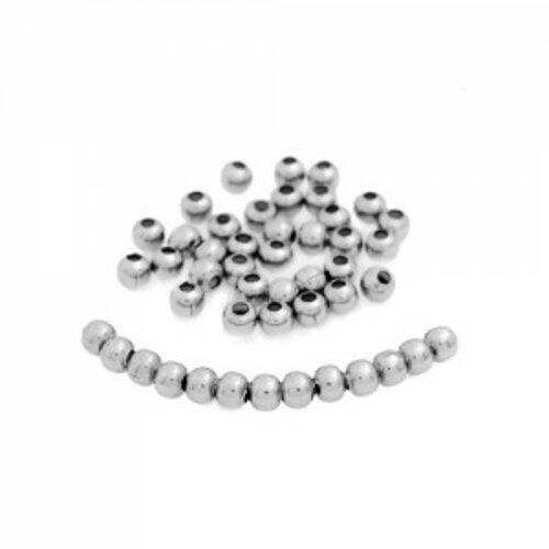 Ps1181006 pax 50 perles intercalaire 4mm acier inoxydable