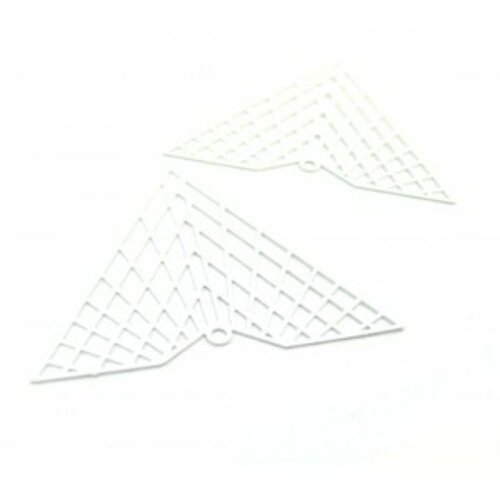 Ae113676 pax de 2 estampes pendentif filigrane triangle 35 par 40mm blanc