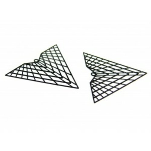 Ae113676 pax de 2 estampes pendentif filigrane triangle 35 par 40mm noir