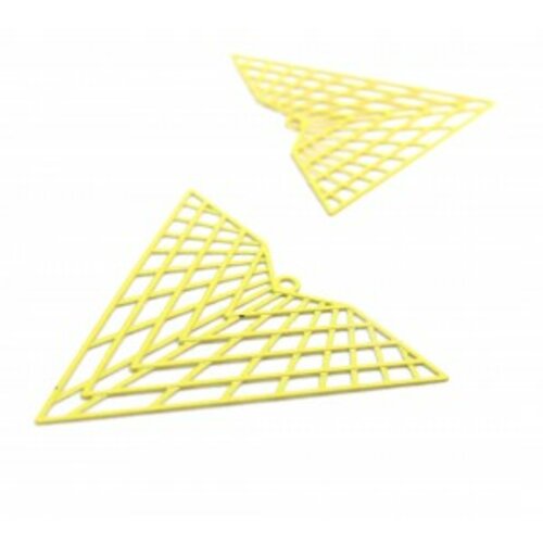 Ae113676 pax de 2 estampes pendentif filigrane triangle 35 par 40mm jaune
