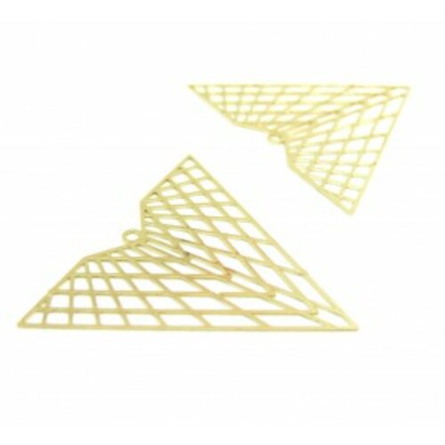 Ae113676 pax de 2 estampes pendentif filigrane triangle 35 par 40mm doré