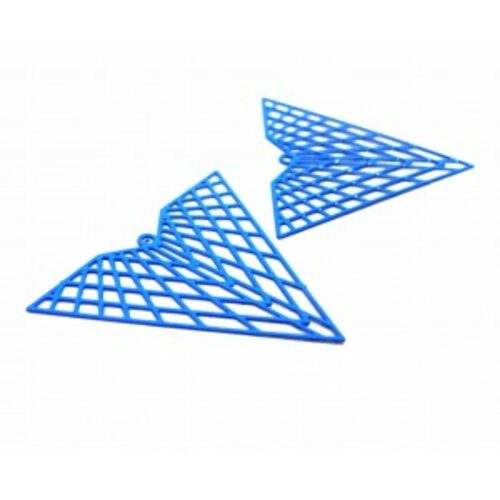 Ae113676 pax de 2 estampes pendentif filigrane triangle 35 par 40mm bleu roi