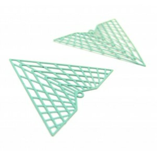 Ae113676 pax de 2 estampes pendentif filigrane triangle 35 par 40mm vert