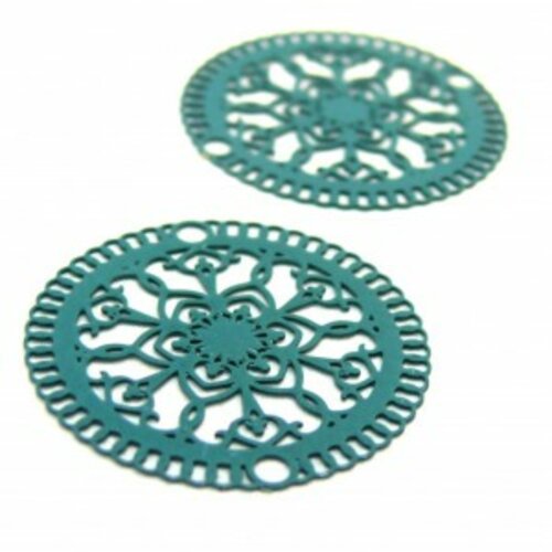 Ae114293 pax de 4 estampes pendentif filigrane filigrane mandala 23mm bleu canard