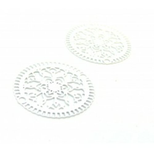 Ae114293 pax de 4 estampes pendentif filigrane filigrane mandala 23mm blanc