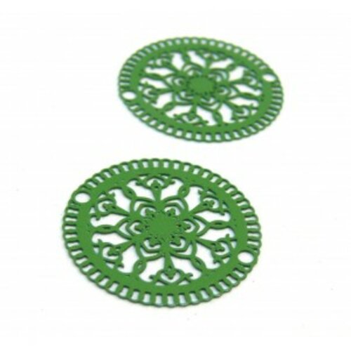 Ae114293 pax de 4 estampes pendentif connecteur filigrane mandala 23mm vert