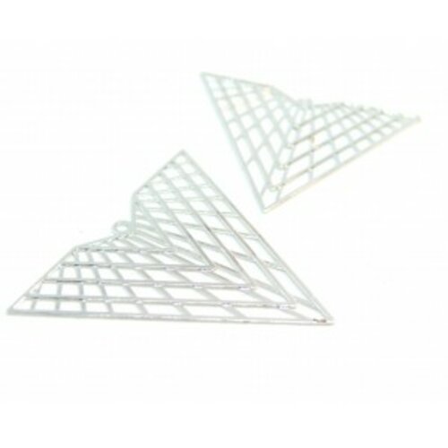 Ae113676 pax de 2 estampes pendentif filigrane triangle 35 par 40mm argent vif