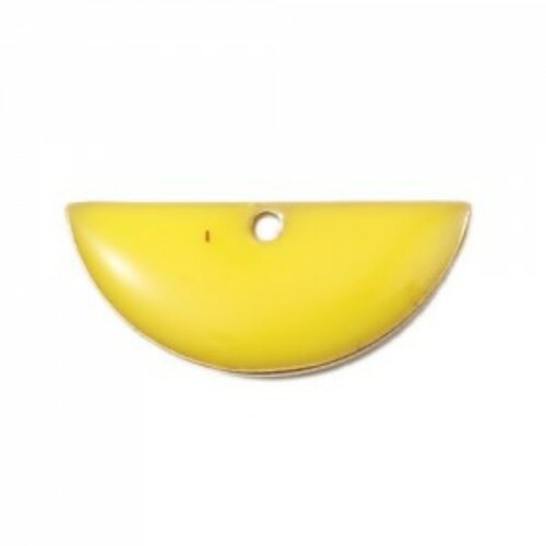 S110140795 pax 10 sequins médaillons résine style émaillés biface demi cercle jaune 18 par 8mm