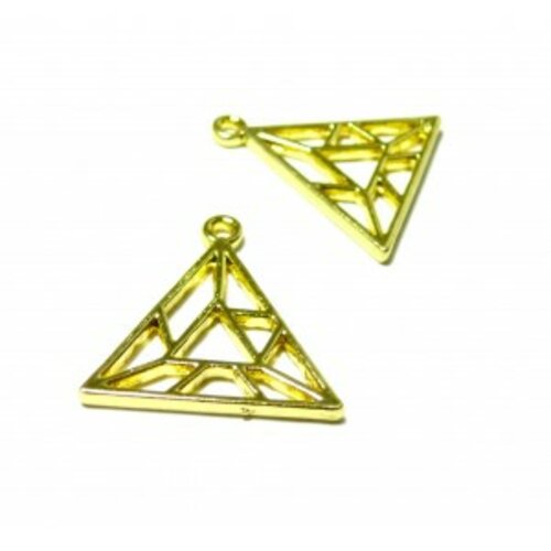 Ps11120546 pax 4 pendentifs triangle, triangulaire 24mm couleur doré