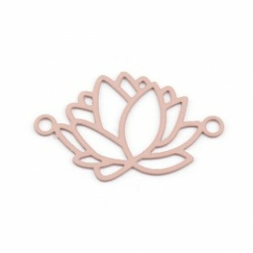 S11216309 pax de 10 estampes pendentif connecteur filigrane fleur de lotus 23mm métal couleur vieux rose