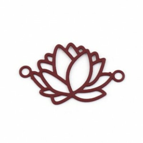 S11216307 pax de 10 estampes pendentif connecteur filigrane fleur de lotus 23mm métal couleur bordeaux
