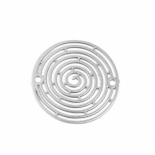 Ps110204940 pax de 10 estampes pendentif connecteur filigrane spirale 18mm métal couleur argent platine