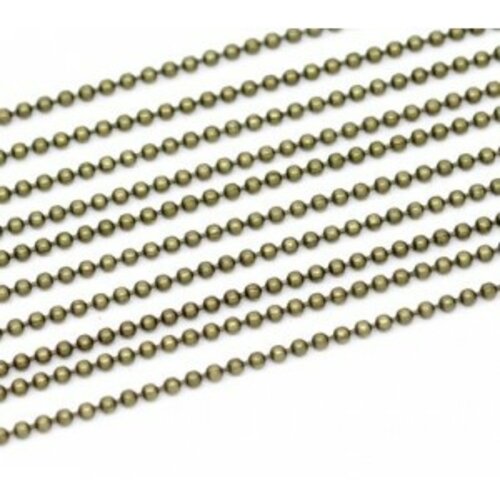 S113641 pax 8 mètres chaine bille 2mm métal couleur bronze pour fabrication de bijoux