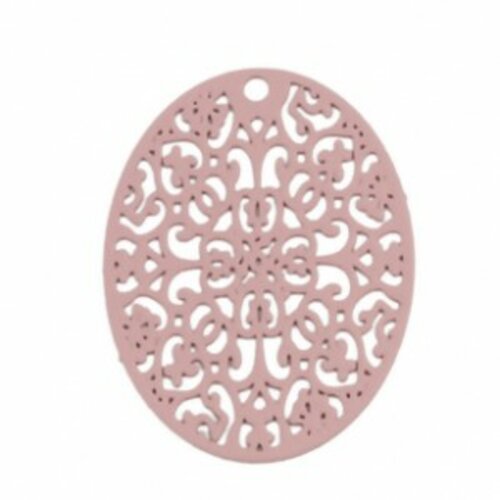 Ps110216725 pax de 5 estampes pendentif ovale ajouré 31mm métal couleur vieux rose