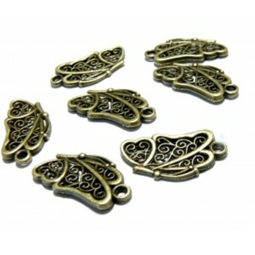 Lot de 20 pendentifs papillon 2w1218 métal couleur bronze