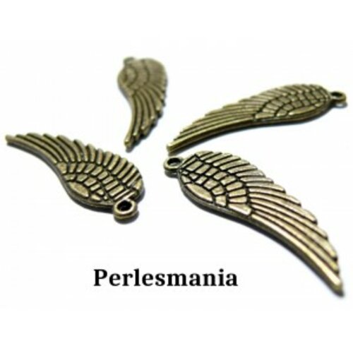 Lot de 20 breloques pendentifs plumes métal couleur bronze ref 2a3259