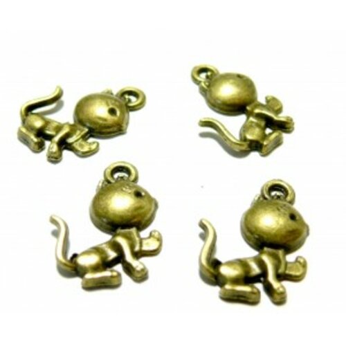 Lot de 20 pendentifs breloques chaton mignon métal couleur bronze 2d2412