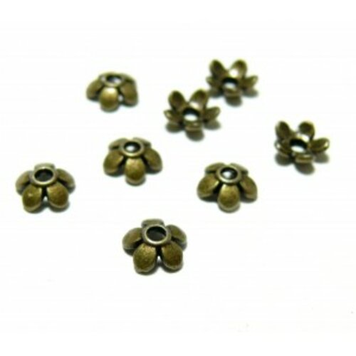 Ps1112801 pax 100 calottes, coupelles fleurs 6.5mm couleur bronze