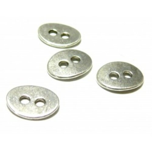 Lot de 20 pendentifs boutons ovales p48623 metal couleur argent antique