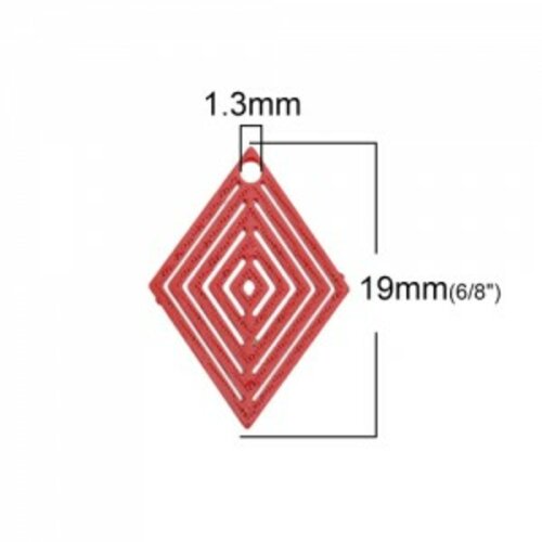 Ps110146630 pax de 20 estampes pendentif filigrane petit losange rouge 20 par 18mm