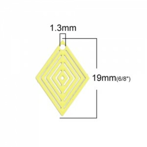 Ps110146631 pax de 20 estampes pendentif filigrane petit losange jaune 20 par 18mm