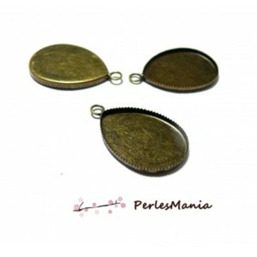 Bn1121805 pax 10 supports de pendentif goutte plateau 18 par 25mm laiton couleur bronze