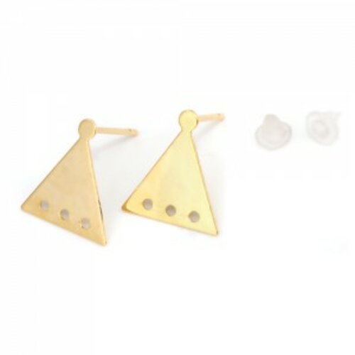 S110137155 pax 4 pieces boucle d'oreille puce triangle avec 3 attaches cuivre couleur dore