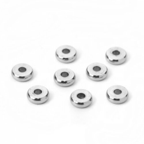Ps110112226 lot de 15 perles intercalaires rondelles 6 par 2mm acier inoxydable