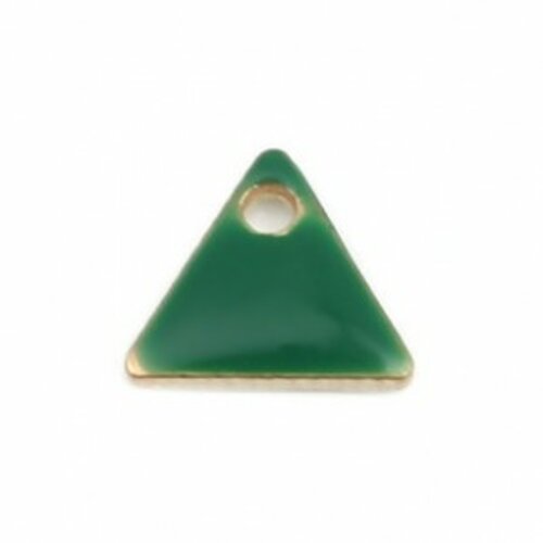 Ps110238264 pax 5 sequins médaillons émaillés triangle petit modèle biface vert foncé 5mm base doré