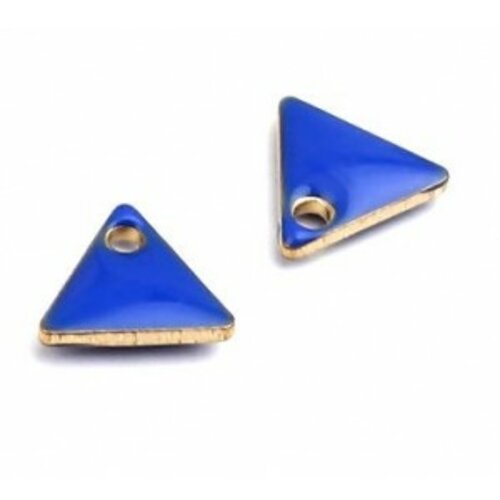 Ps110238260 pax 5 sequins médaillons émaillés triangle petit modèle biface bleu roi 5mm base doré