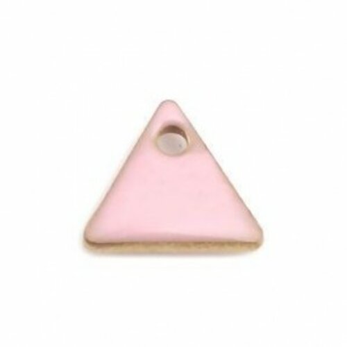 Ps110238254 pax 5 sequins médaillons émaillés triangle petit modèle biface rose pale 5mm base doré