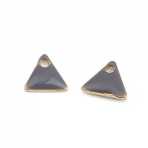 Ps110238253 pax 5 sequins médaillons émaillés triangle petit modèle biface gris 5mm base doré