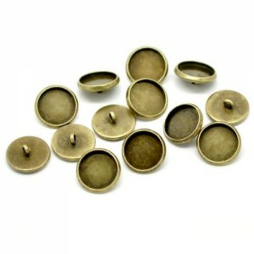 Ps1117310 pax 10 supports de boutons à coudre 12mm metal couleur bronze