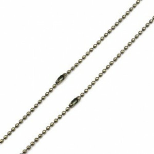 Ps110245452 pax 10 colliers 18,5cm chaine maille bille 2.4mm métal couleur bronze