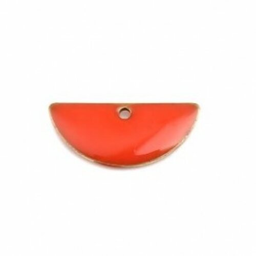 Ps110238227 pax 4 sequins médaillons résine style émaillés biface demi cercle orange 18 par 8mm