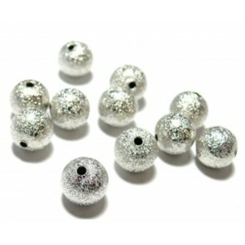 Lot de 20 perles intercalaires 8mm p11225 stardust granitees paillettes argent platine