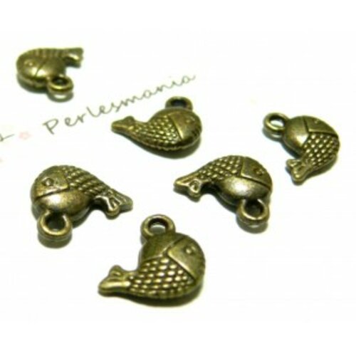 Lot de 20 pendentifs très jolis poissons métal couleur bronze p3510y