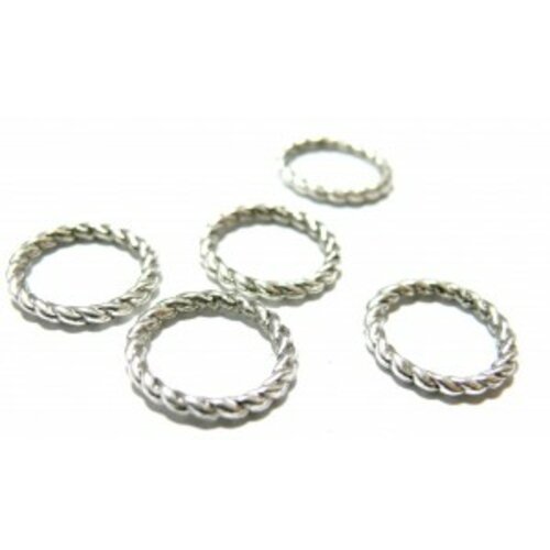 Lot de 20 pendentifs anneaux connecteur torsadés métal couleur argent antique 2y6329
