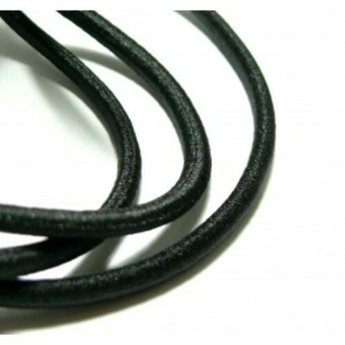 H42512 pax 5 mètres cordon élastique 2,5mm noir pour création collier, headband