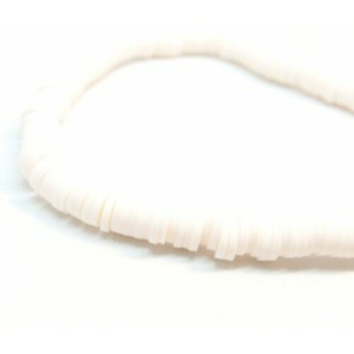 H1126 lot 1 fil d'environ 380 perles rondelles heishi en pâte polymère 6 par 1mm blanc couleur 37