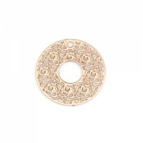 Ps110239157 pax 10 estampes pendentifs cercle multi roses 15mm couleur doré
