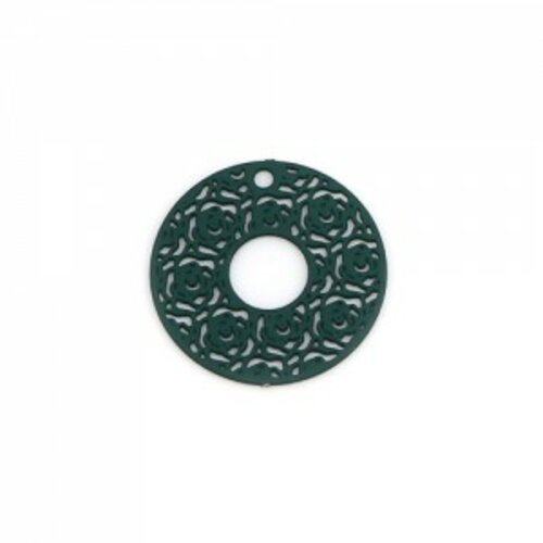 Ps110239153 pax 10 estampes pendentifs cercle multi roses 15mm couleur vert