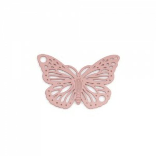 Ps110239001 pax 10 estampes pendentifs papillon filigrane 19mm métal couleur rose