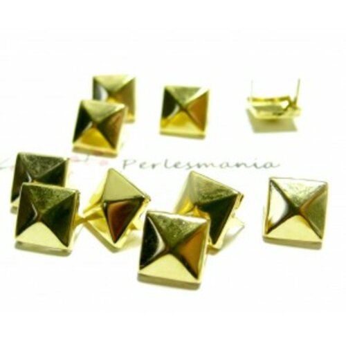 Pax de 100 clous rivet 6mm pyramide carré à 4 griffes métal couleur doré