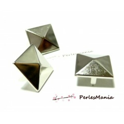 Pax de 50 clous rivet 10mm pyramide carré à 4 griffes métal couleur argent platine