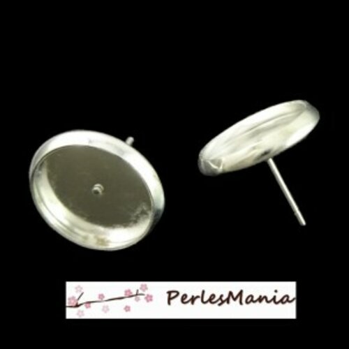 Bn114794 pax 20 supports de boucle d'oreille puce 14mm métal couleur argent vif