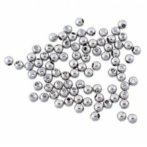 Ps1183592 pax 25 perles intercalaires billes 3mm acier inoxydable
