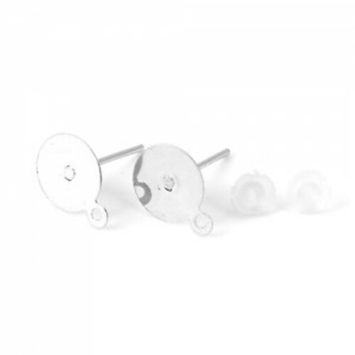 Ps110120214 pax 20 supports de boucle d'oreille puce clou avec attache 8mm métal couleur argent platine