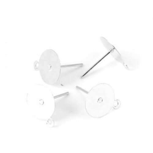 Ps110120212 pax 20 supports de boucle d'oreille puce clou avec attache 10 mm métal couleur argent platine