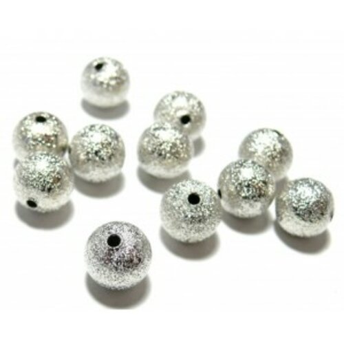 Pax 50 perles intercalaires p248 stardust granitees paillettes 6 mm laiton couleur argent platine